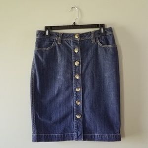Boden denim button down pencil skirt